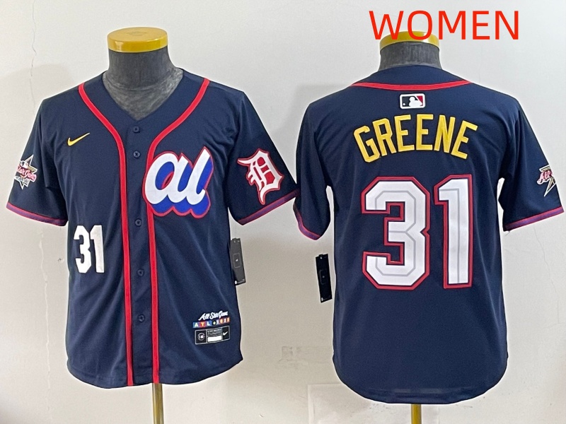 women 2025 Detroit Tigers #31 Greene Drak Blue All star Nike MLB Jersey style 2->women mlb jersey->Women Jersey